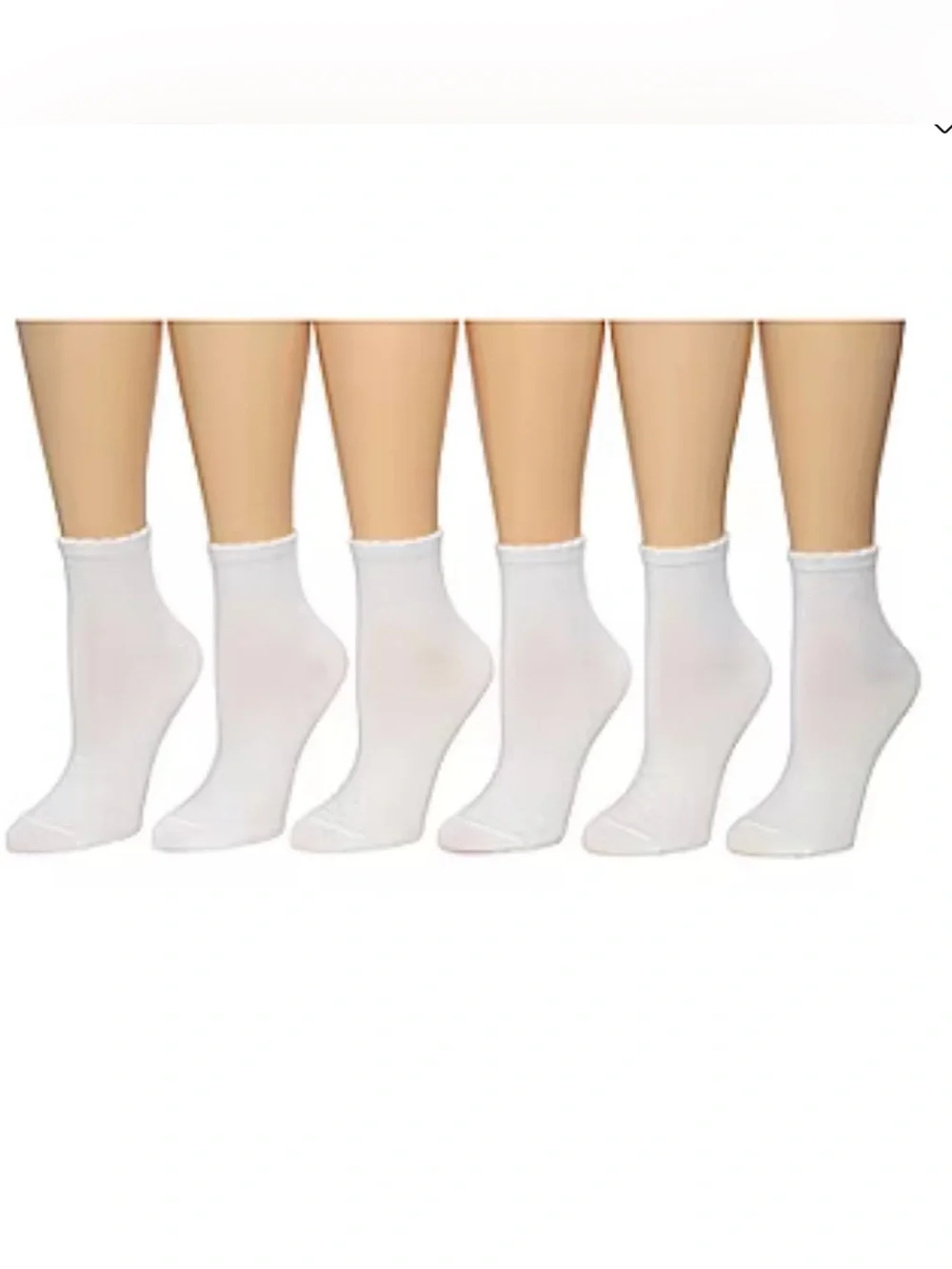 NWT Six Pair Women’s White Cuddl Duds Ankle Socks Shoe Size 4-10